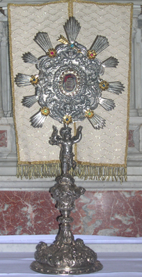 la reliquia di san Sebastiano che si trova a Palazzolo Acreide